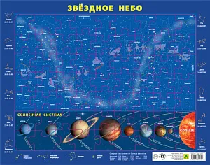 Карта-пазл звездного неба и Солнечной системы, на подложке, 63 элемента, изображение 1